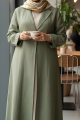 عباية لينين لون أخضر زيتوني 01074