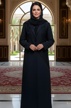 عباية كريب أسود مع جاكار 01011