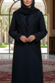 عباية كريب أسود مع جاكار 01011