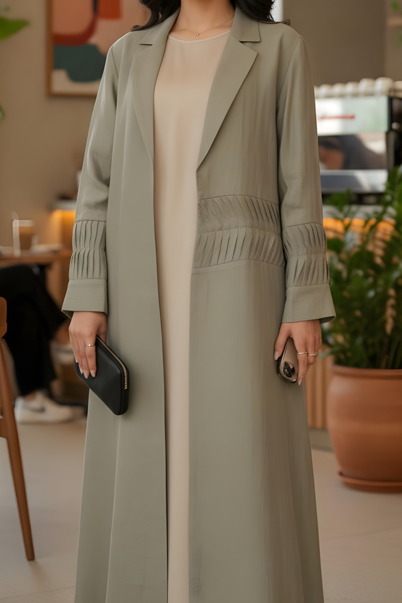 عباية لينين لون أخضر زيتوني 01075 عباية لينين لون أخضر زيتوني 01075