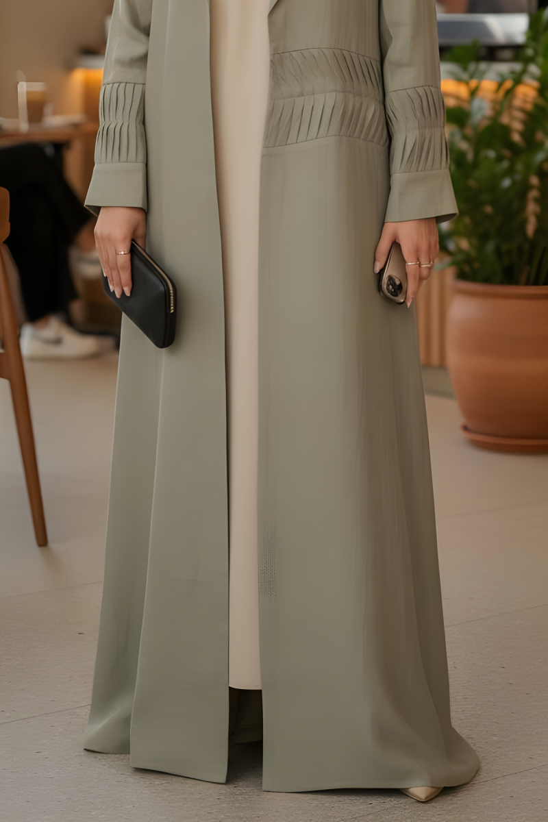 عباية لينين لون أخضر زيتوني 01075