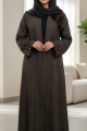 عباية سلك مع كريب ناعم لون بني معتدل 01076