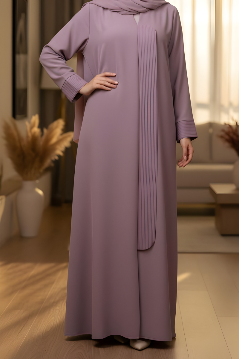 عباية كريب لون موڤ داكن 01077 عباية كريب لون موڤ داكن 01077