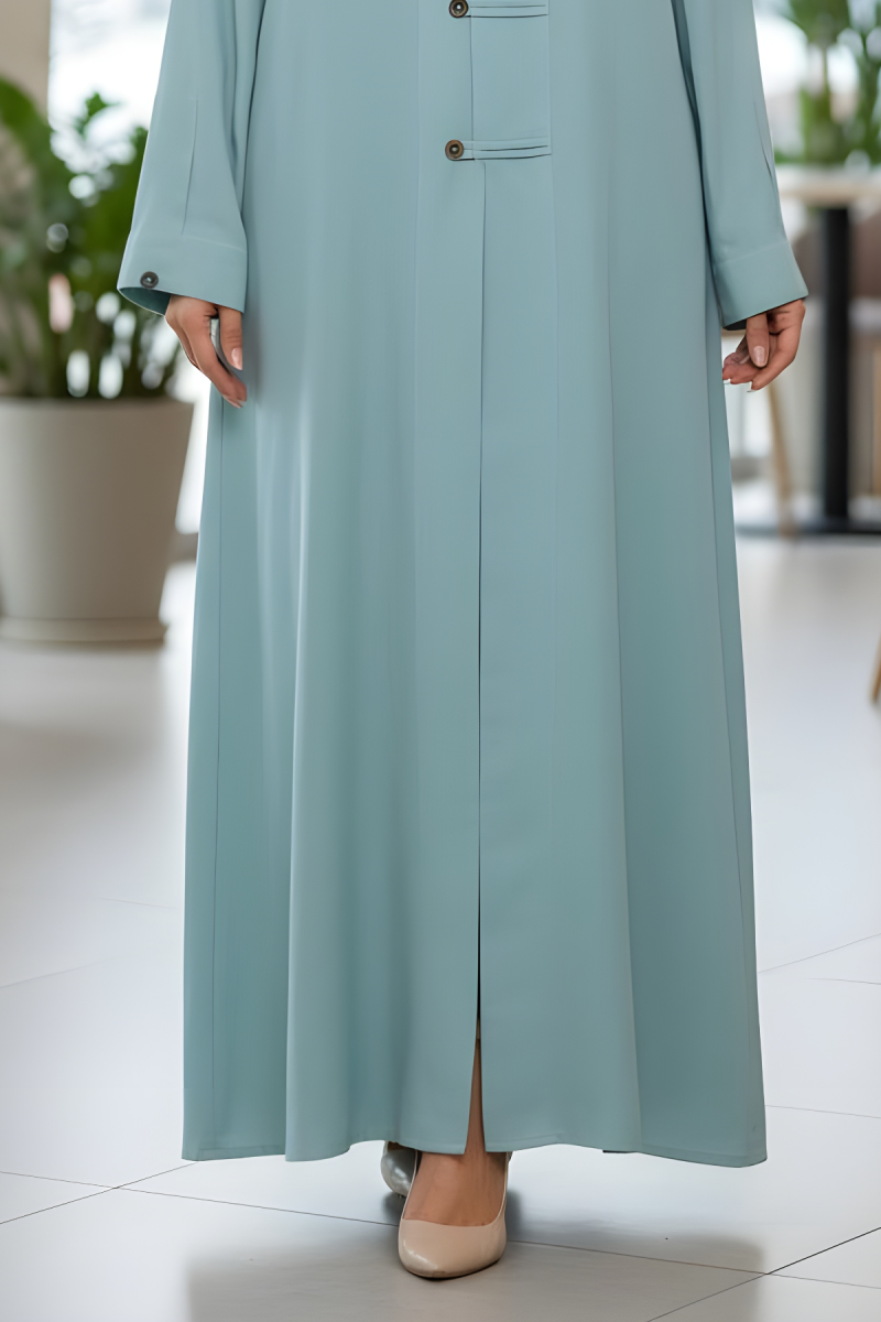 عباية لينين لون أخضر عشبي فاتح 01078