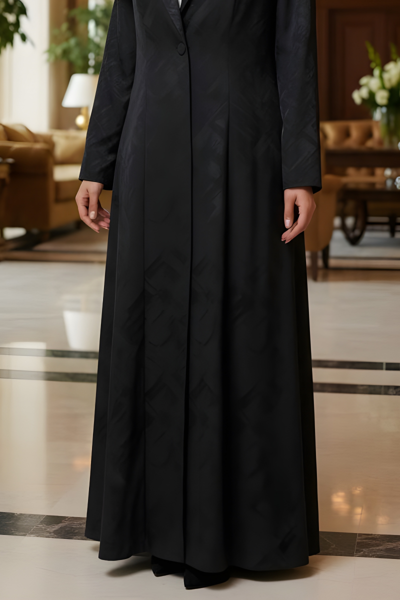 عباية سلك مع كريب ناعم لون رمادي فحمي 01081