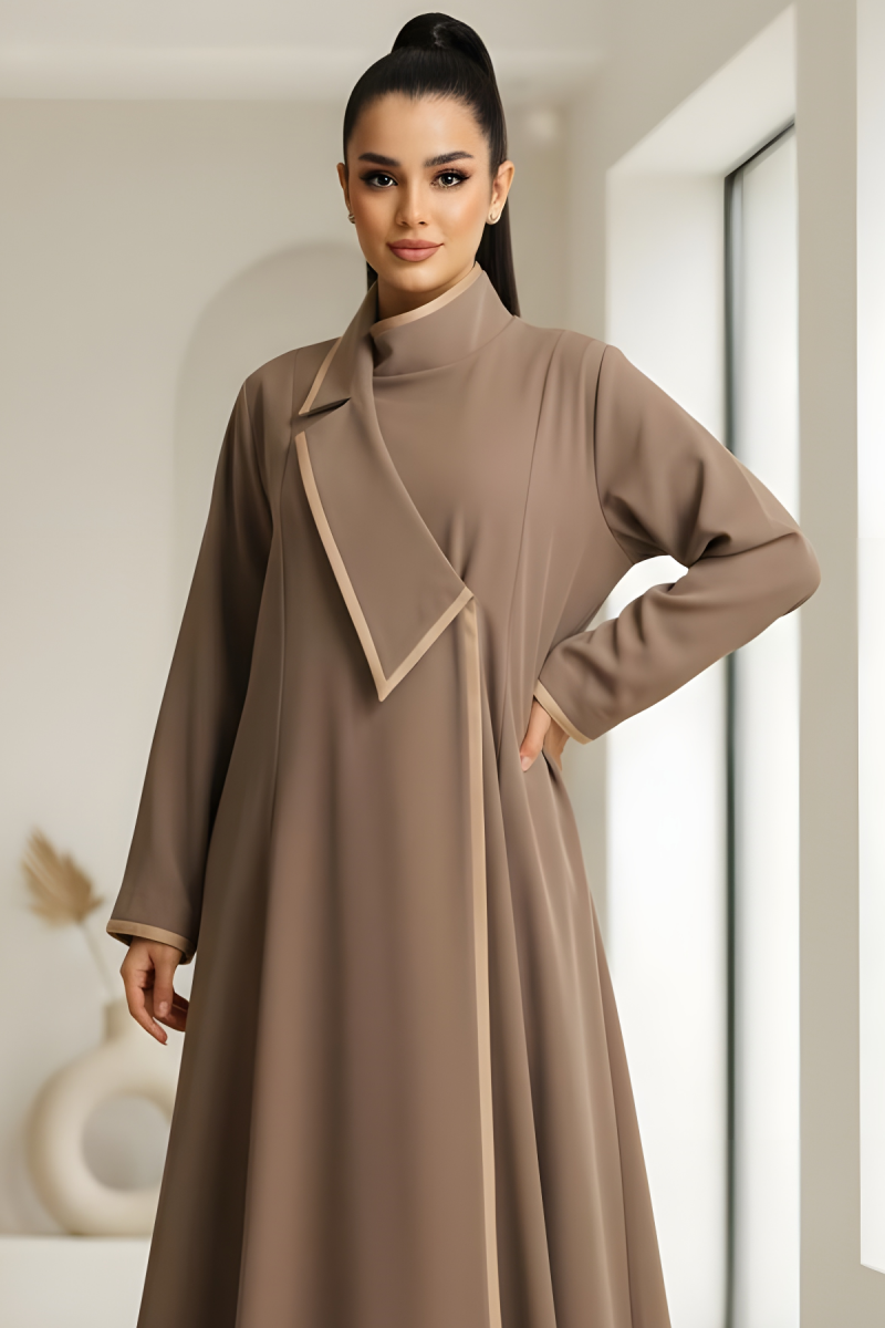 عباية كريب لون كاكي هادئ 065 عباية كريب لون كاكي هادئ 065