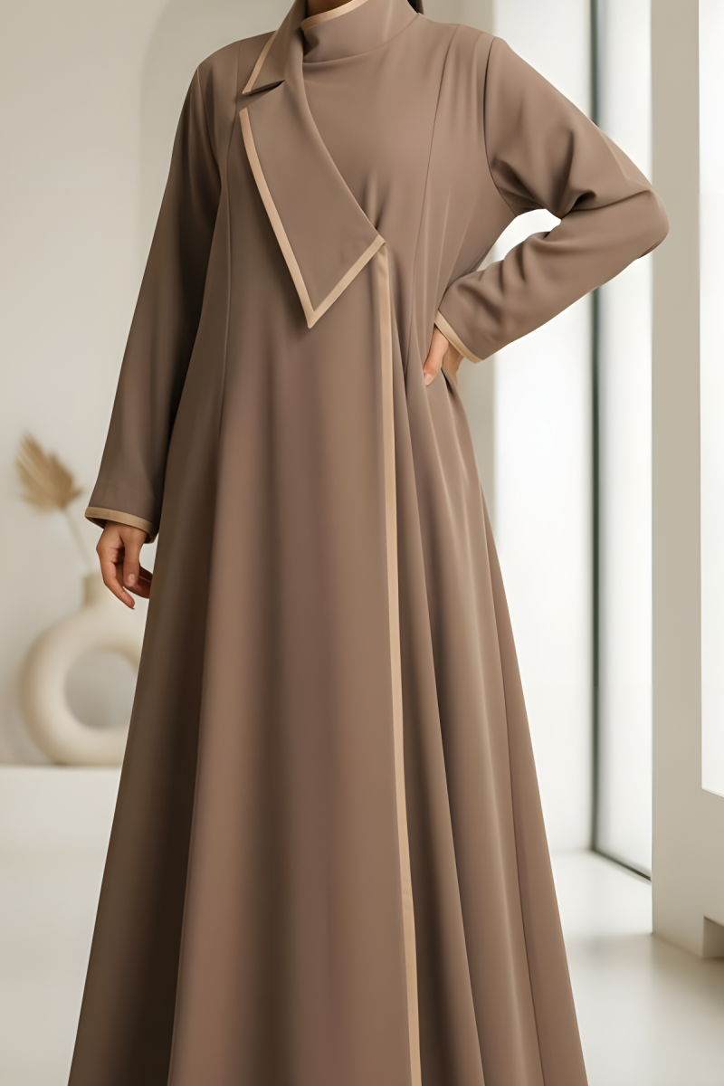 عباية كريب لون كاكي هادئ 065