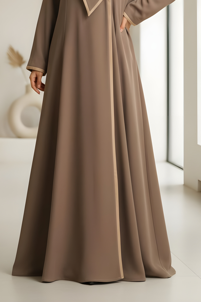 عباية كريب لون كاكي هادئ 065