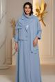 عباية كريب لون أزرق سماوي 01085