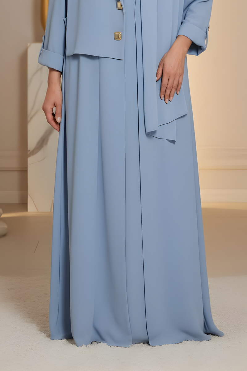 عباية كريب لون أزرق سماوي 01085