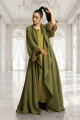 عباية دبل فيس سلك ثقيل أخضر زيتي ( أوليڨ جرين ) 077