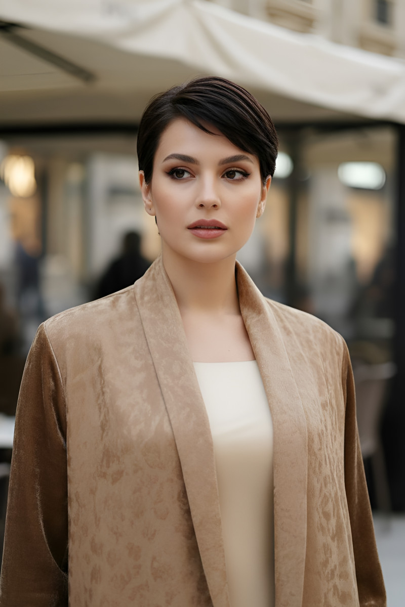 عباية كريب و حرير مع مخمل 01022