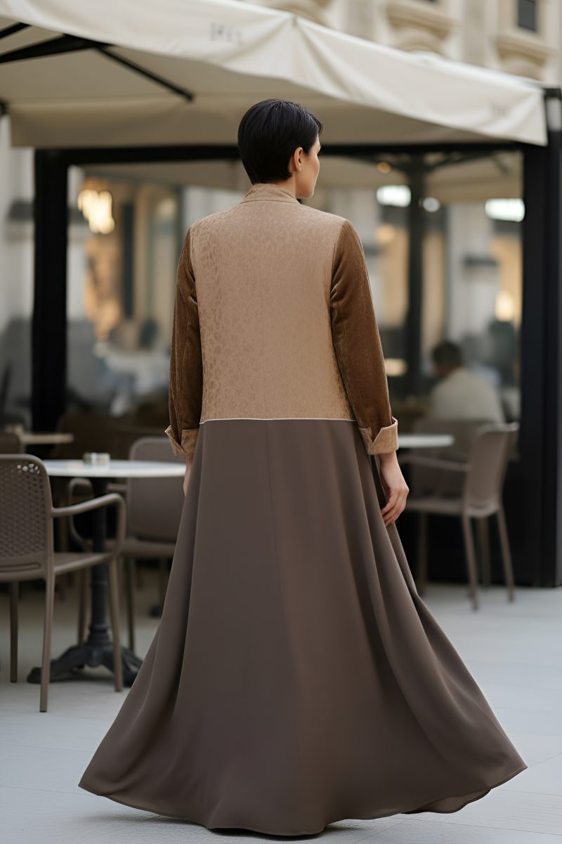 Abaya silk jaquard and crepe 01022