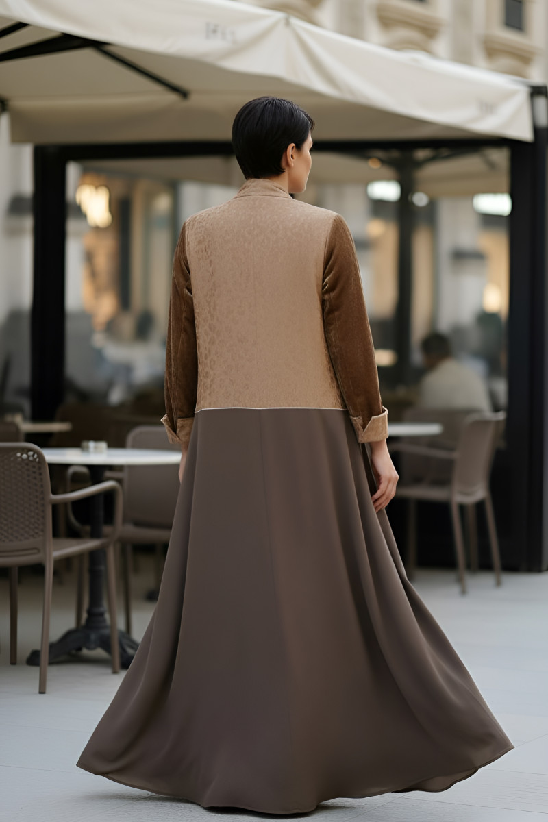 عباية كريب و حرير مع مخمل 01022