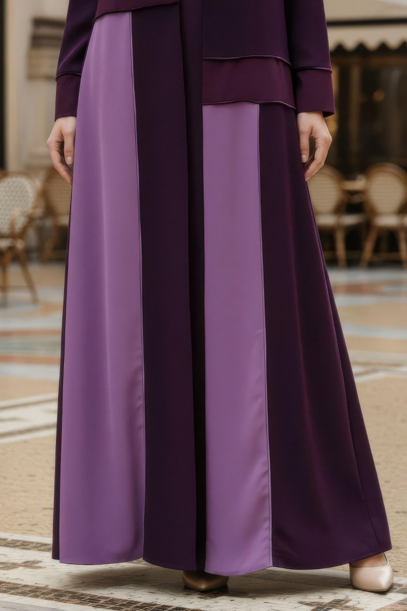 Abaya crepe and velvet maroon 01034