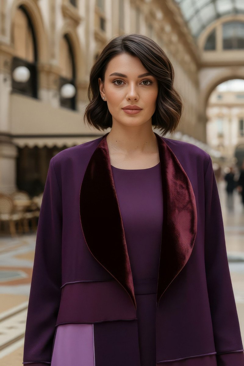 Abaya crepe and velvet maroon 01034