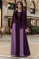 Abaya crepe and velvet maroon 01034