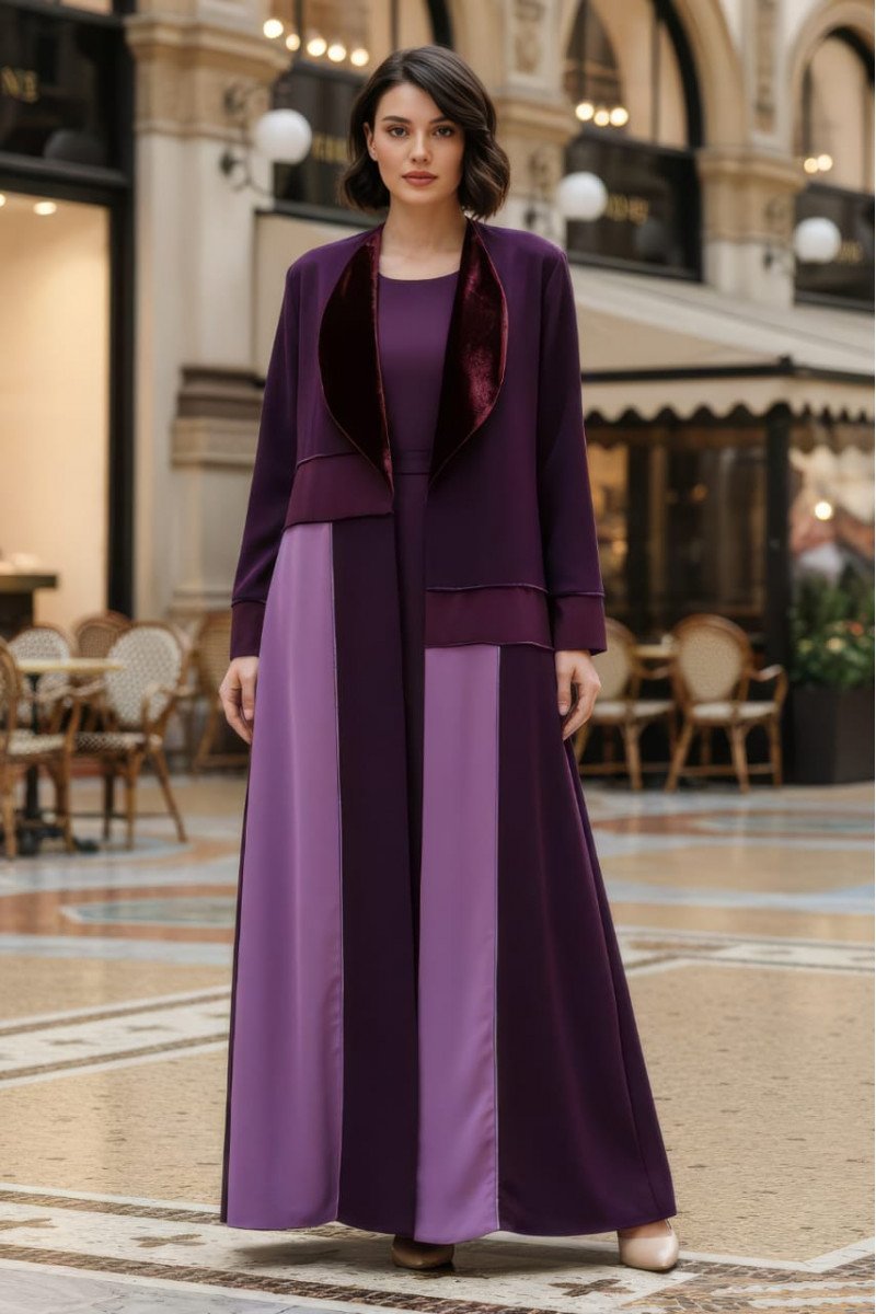 عباية كريب مع مخمل 01034 عباية كريب مع مخمل 01034