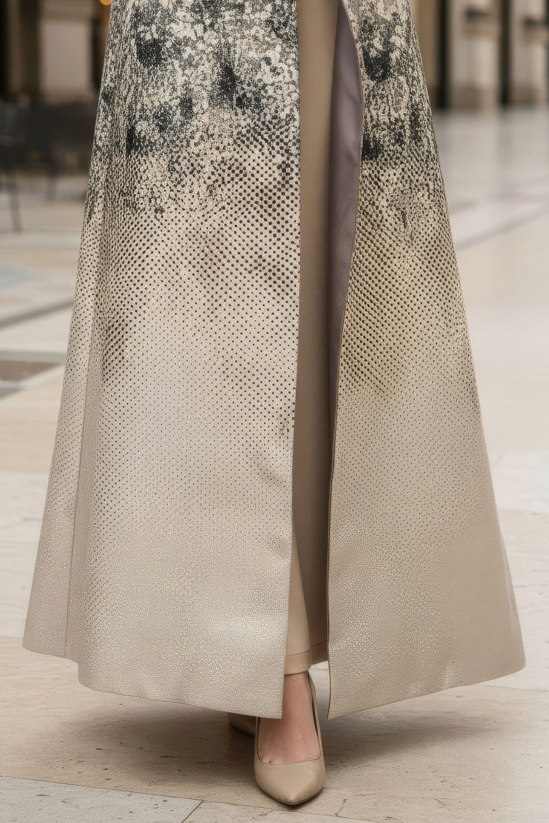 عباية 01064 عباية بليزر جاكار ذهبية معدنية منقوشة