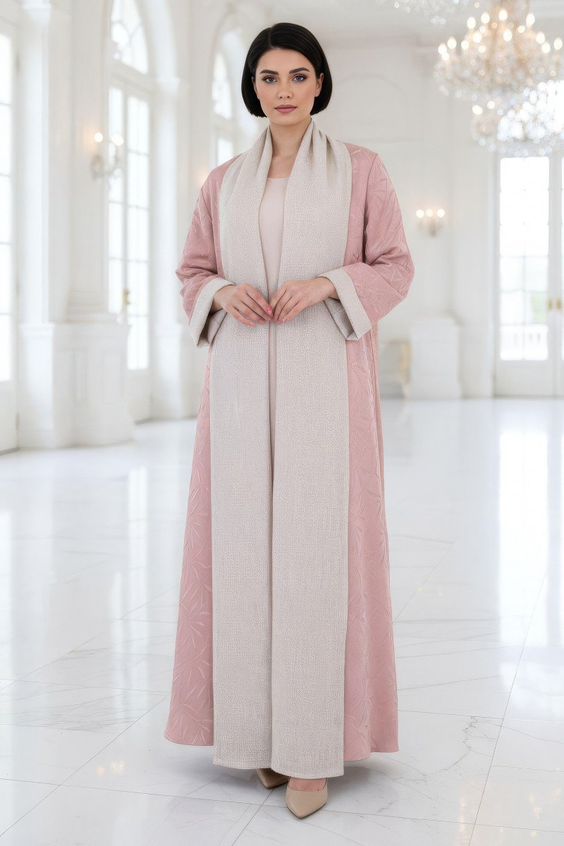 عباية بوجهين قابلة للعكس وردي فاتح وبيج 01041 عباية بوجهين قابلة للعكس وردي فاتح وبيج 01041