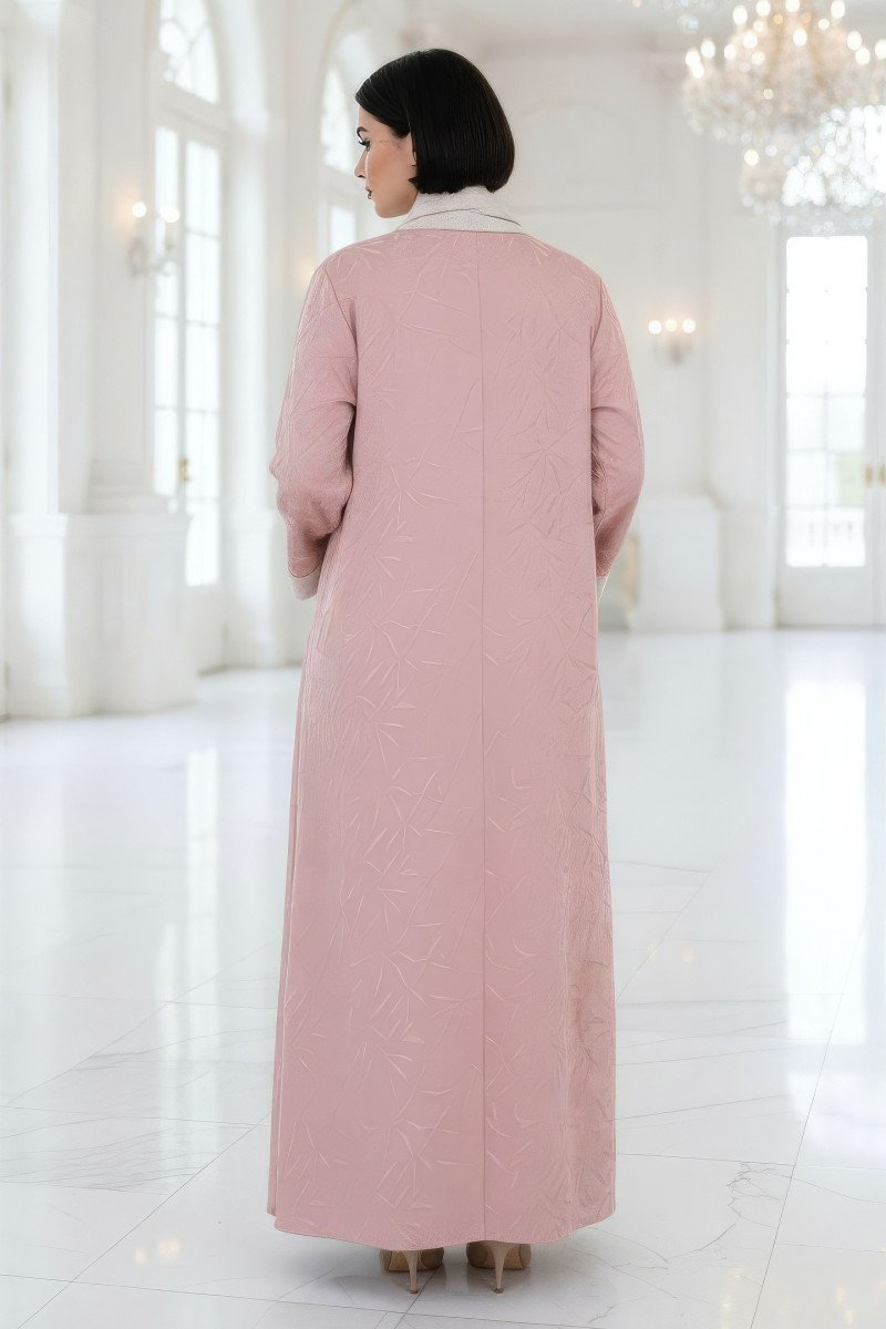 عباية بوجهين قابلة للعكس وردي فاتح وبيج 01041