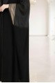 عباية 01058 عباية راقية من الكريب الأسود مع أورجانزا