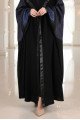 عباية 01050 كريب أسود غني الملمس مع جاكار