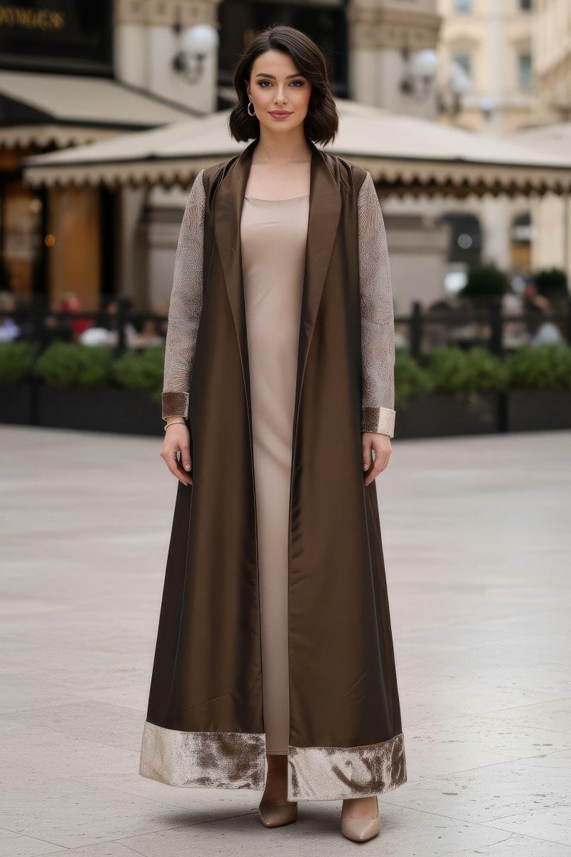 عباية 01044 قماش ميكونوس المطرز الثقيل من الأورجانزا عباية 01044 قماش ميكونوس المطرز الثقيل من الأورجانزا