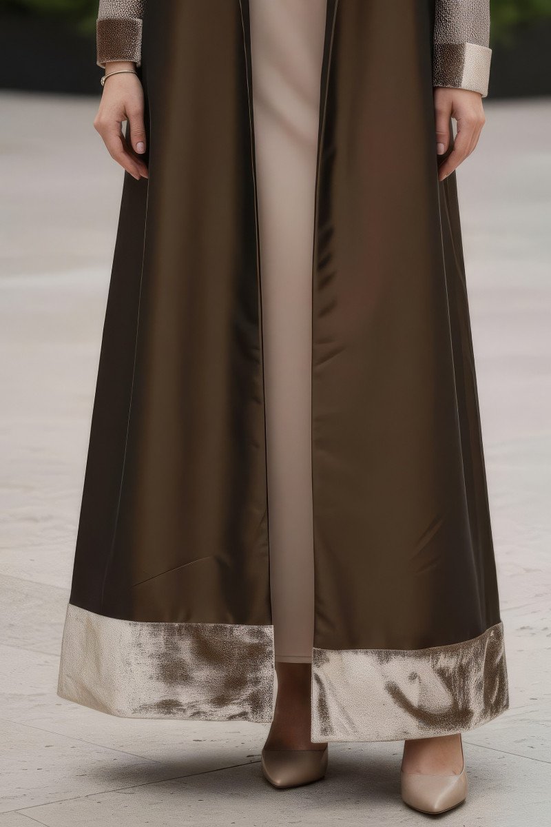 عباية 01044 قماش ميكونوس المطرز الثقيل من الأورجانزا