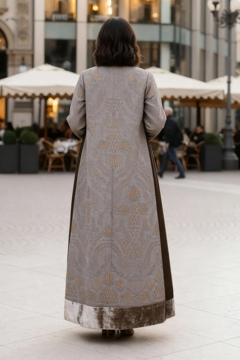 عباية 01044 قماش ميكونوس المطرز الثقيل من الأورجانزا