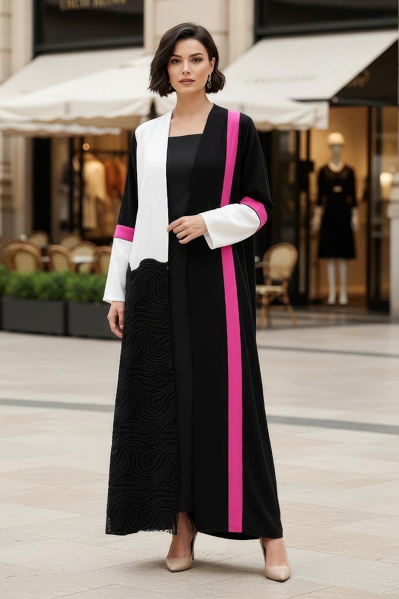 عباية كريب ودانتيل 01021 عباية كريب ودانتيل 01021