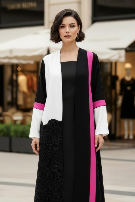 عباية كريب ودانتيل 01021