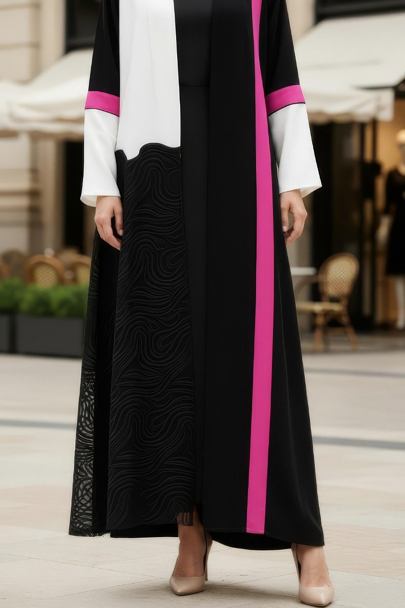 عباية كريب ودانتيل 01021