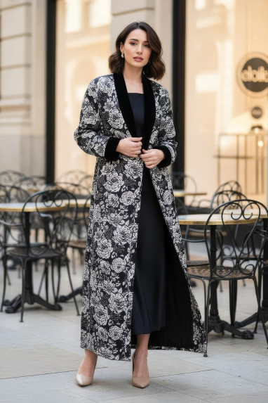 عباية 01062 عباية بليزر من قماش رايون مطبوع