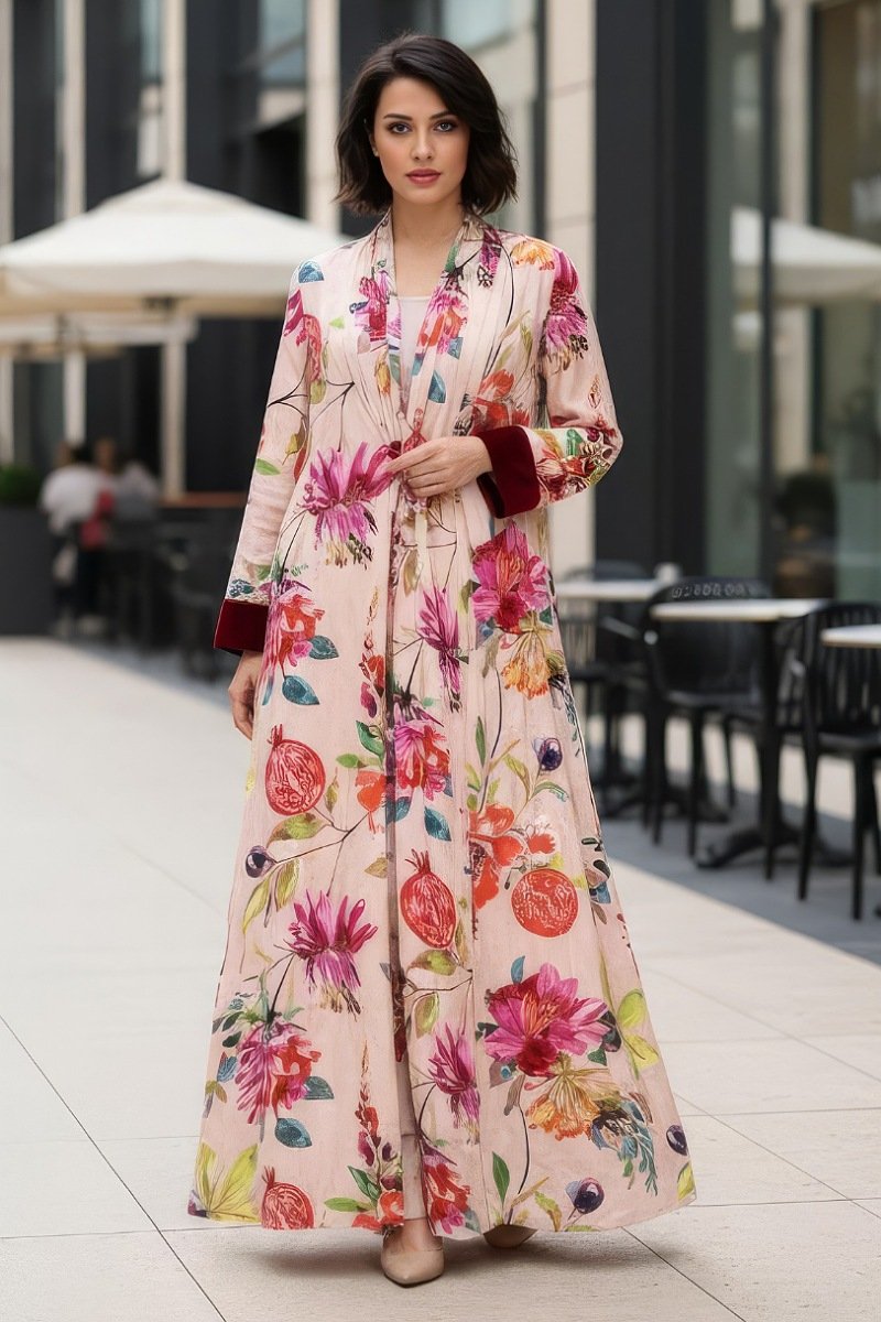 عباية 01059 عباية بليزر متداخلة القطع من قماش رايون مطبوع عباية 01059 عباية بليزر متداخلة القطع من قماش رايون مطبوع