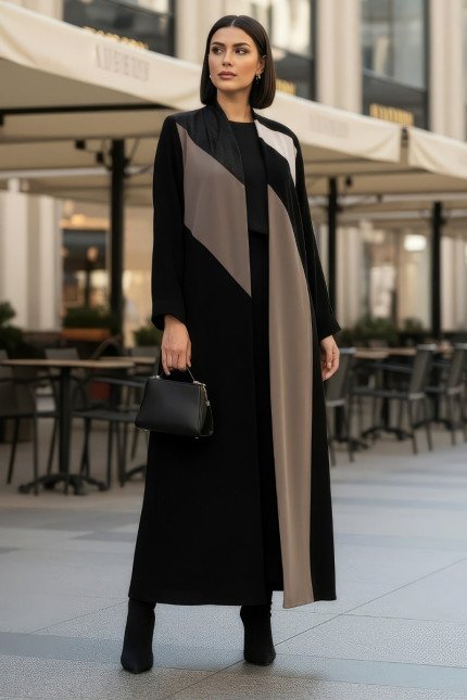 عباية 01042 مزيج من الكريب و المخمل 