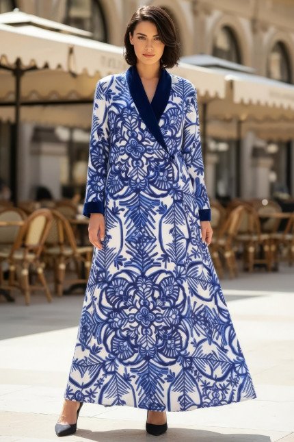 عباية 01063 عباية بليزر من قماش رايون مطبوع