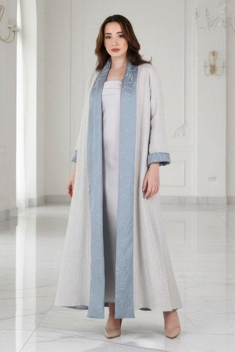 عباية 01053 عباية قابلة للعكس حريرية منقوشة