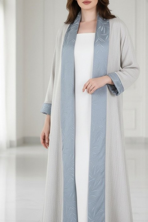 عباية 01053 عباية قابلة للعكس حريرية منقوشة