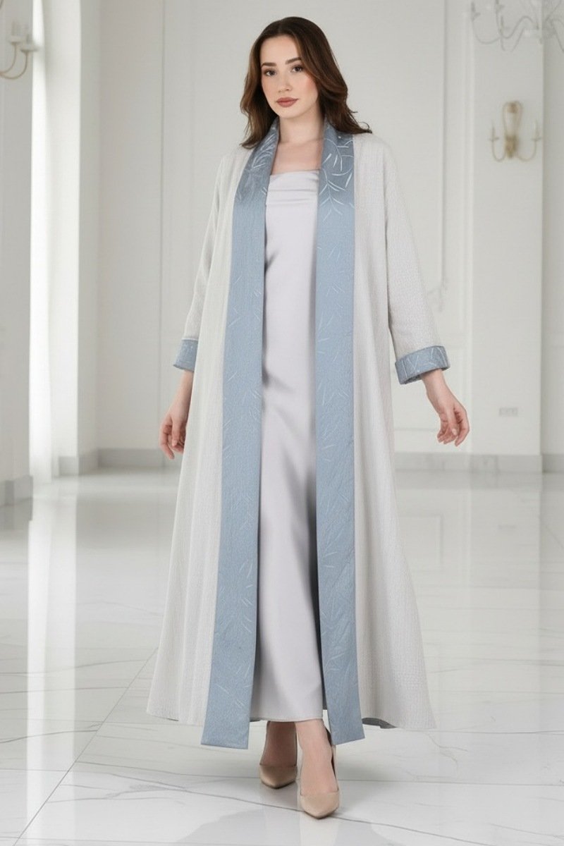 عباية 01053 عباية قابلة للعكس حريرية منقوشة