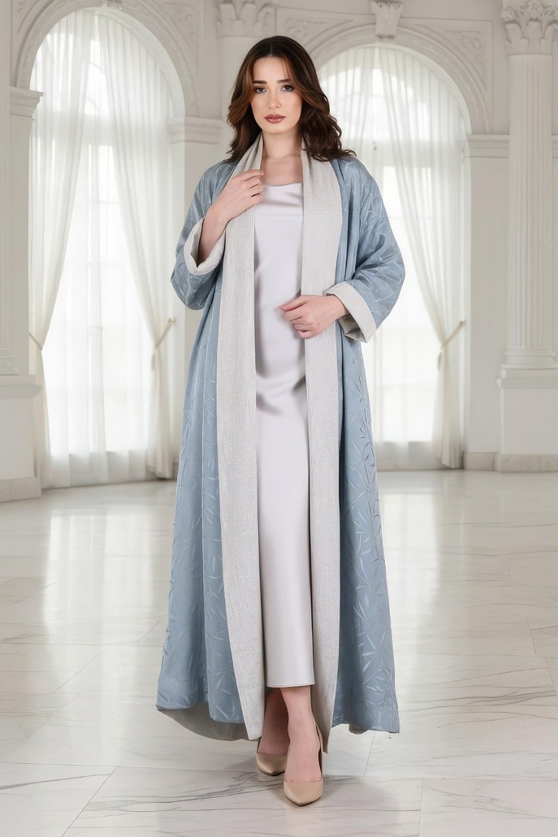 عباية 01053 عباية قابلة للعكس حريرية منقوشة