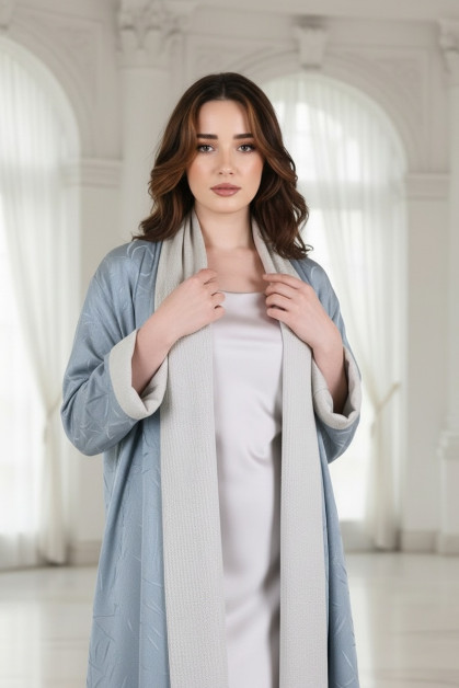 عباية 01053 عباية قابلة للعكس حريرية منقوشة