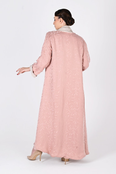 عباية تلبس من الجهتين قابلة للعكس وردي فاتح وبيج 01041