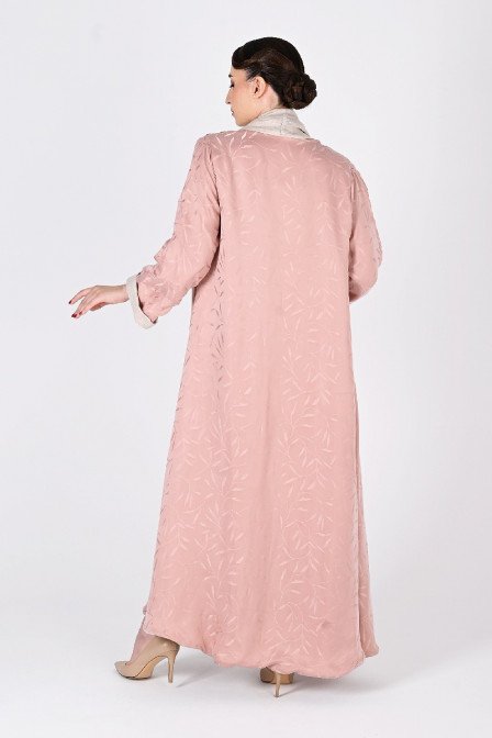 عباية تلبس من الجهتين قابلة للعكس وردي فاتح وبيج 01041