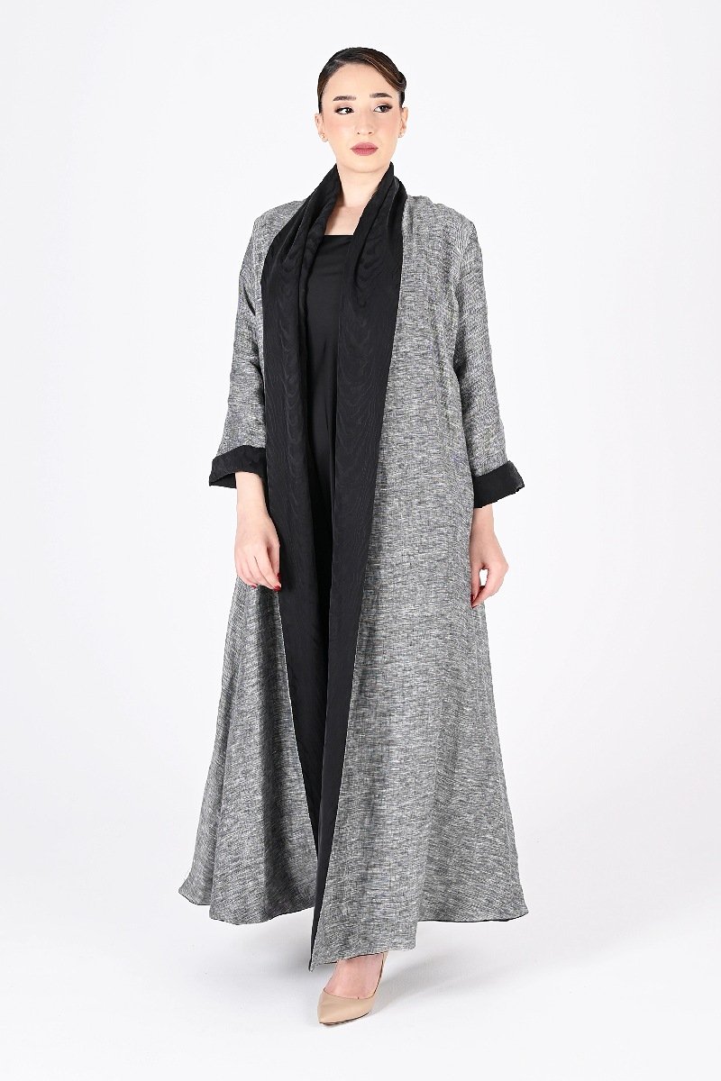 عباية تلبس من الجهتين لينين مع حرير 01023