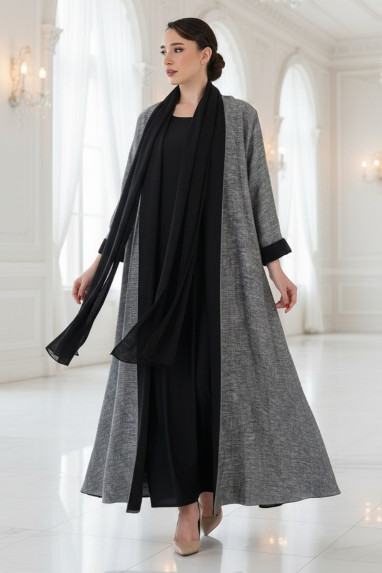 عباية تلبس من الجهتين لينين مع حرير 01023