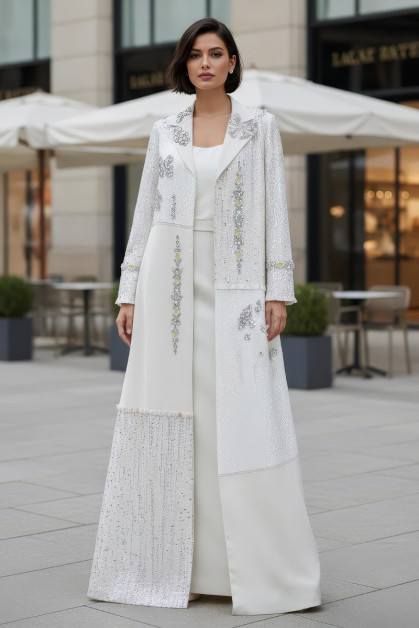 عباية تافتا بلاتية من الألوان الهادئة 010122