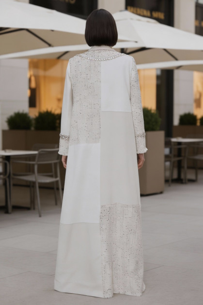 عباية تافتا بلاتية من الألوان الهادئة 010122