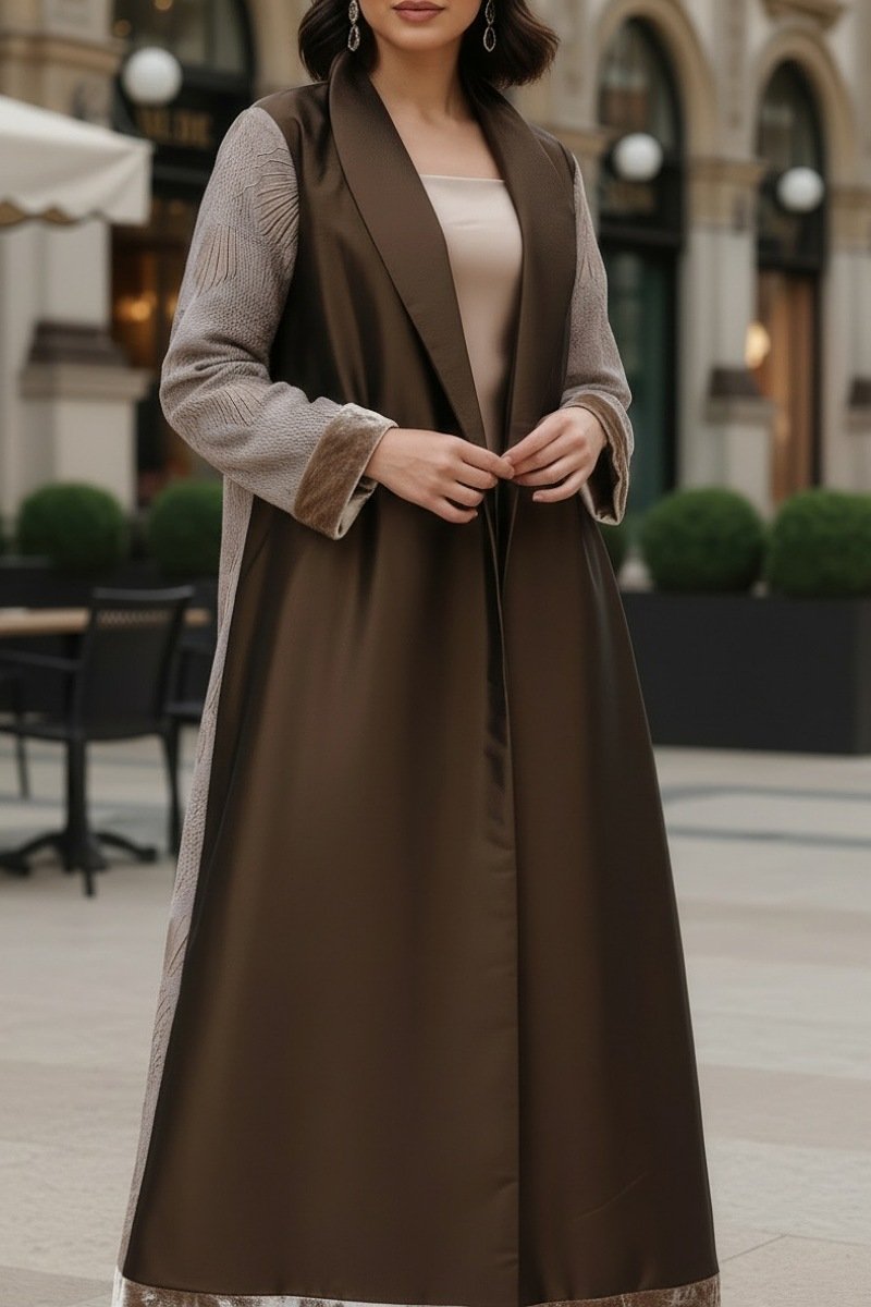 عباية 01044 قماش ميكونوس المطرز الثقيل من الأورجانزا