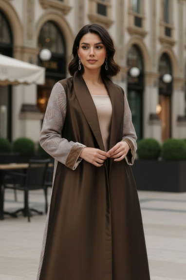 عباية 01044 قماش ميكونوس المطرز الثقيل من الأورجانزا